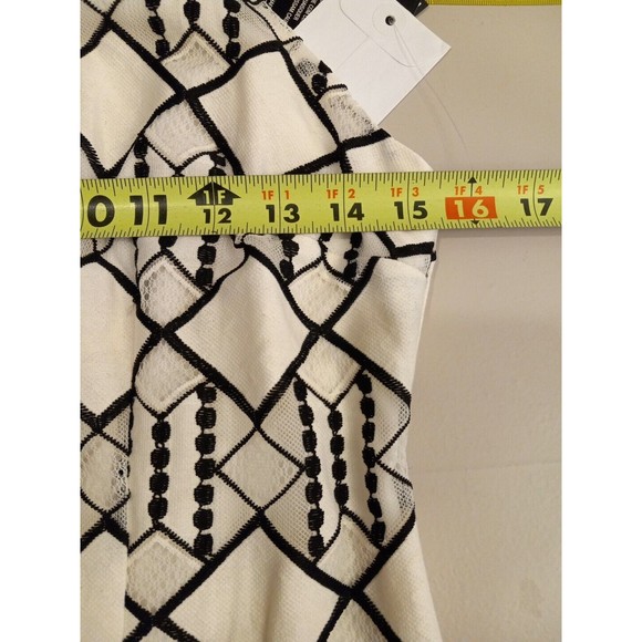 Nine West Ivory/black Geometric Sleeveless‎ Beaded Neck Dress Size 4 - Picture 10 of 13